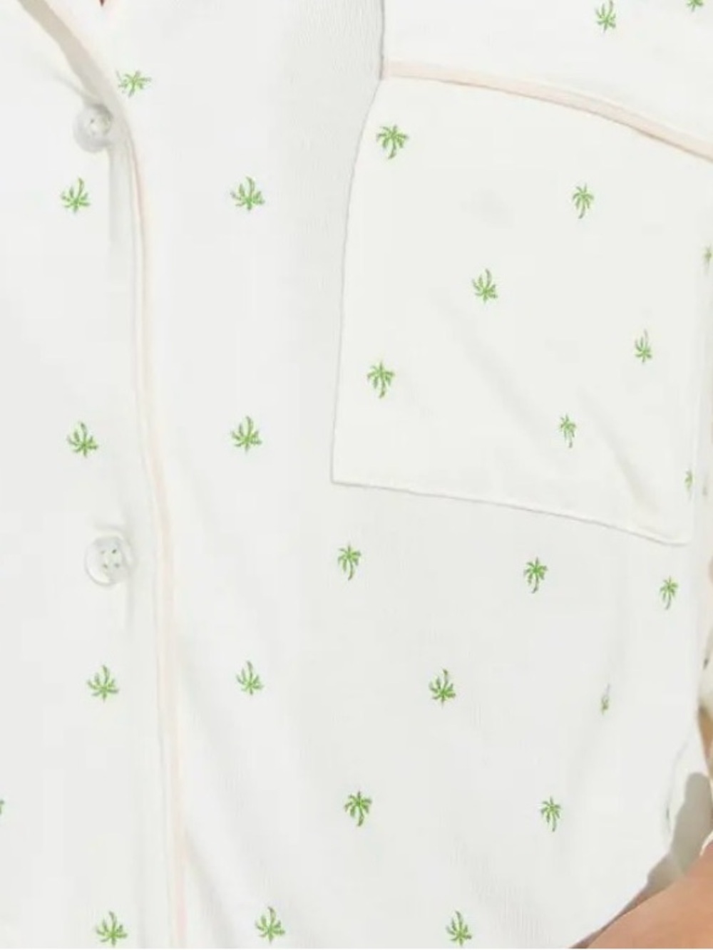 Eberjey Giving Palm Modal Pajama Set Long PJ Set Pink Cream Green Size M Set - Picture 4 of 5